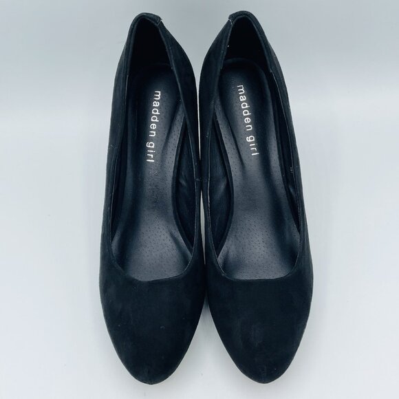 Madden Girl Shoes Womens Size 8.5 Black Faux Suede Heels Stiletto Slip On Pumps - Picture 5 of 11